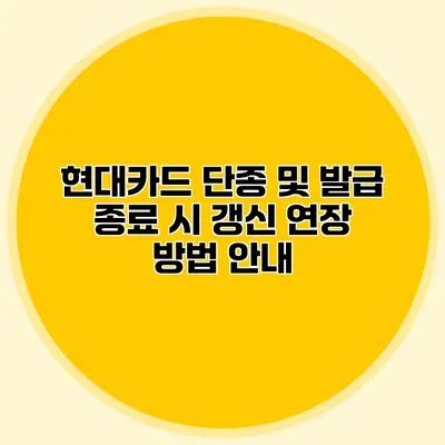 현대카드 단종 및 발급 종료 시 갱신 연장 방법 안내