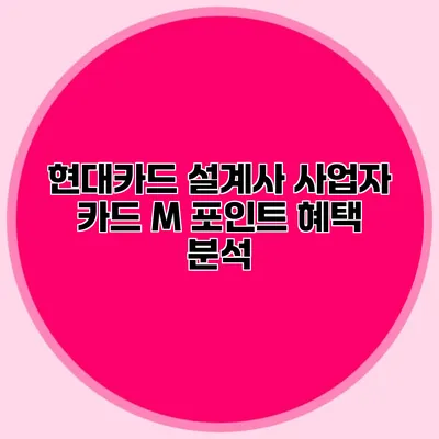 현대카드 설계사 사업자 카드 M 포인트 혜택 분석