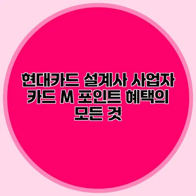 현대카드 설계사 사업자 카드 M 포인트 혜택의 모든 것