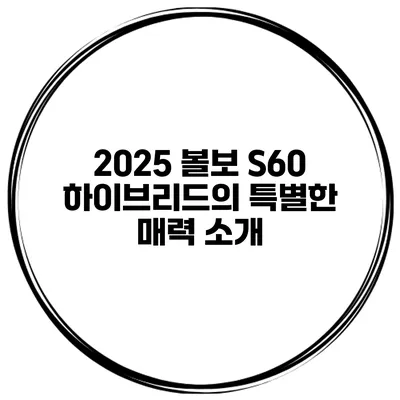 2025 볼보 S60 하이브리드의 특별한 매력 소개