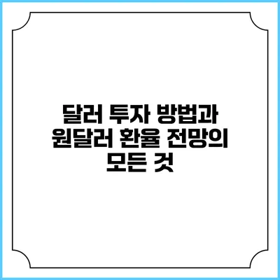 달러 투자 방법과 원달러 환율 전망의 모든 것