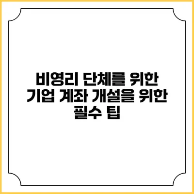 비영리 단체를 위한 기업 계좌 개설을 위한 필수 팁
