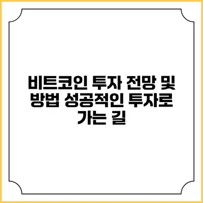 비트코인 투자 전망 및 방법: 성공적인 투자로 가는 길