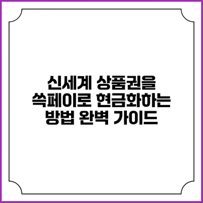 신세계 상품권을 쓱페이로 현금화하는 방법 완벽 가이드