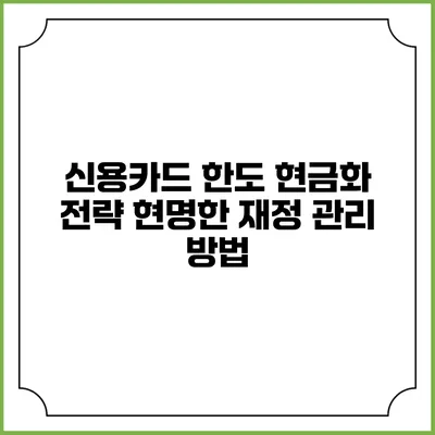 신용카드 한도 현금화 전략: 현명한 재정 관리 방법