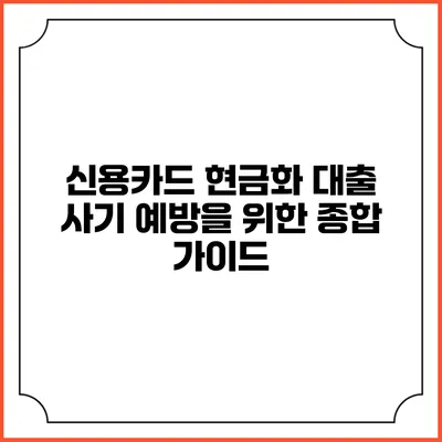 신용카드 현금화 대출 사기 예방을 위한 종합 가이드