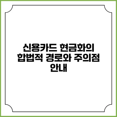 신용카드 현금화의 합법적 경로와 주의점 안내