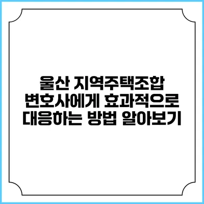 울산 지역주택조합 변호사에게 효과적으로 대응하는 방법 알아보기