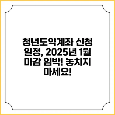 청년도약계좌 신청 일정, 2025년 1월 마감 임박! 놓치지 마세요!
