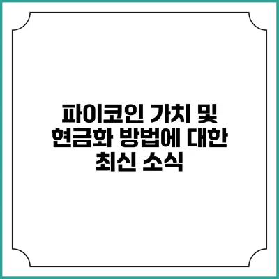 파이코인 가치 및 현금화 방법에 대한 최신 소식