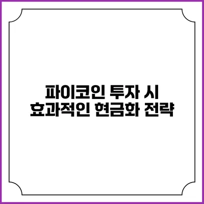 파이코인 투자 시 효과적인 현금화 전략