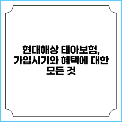 현대해상 태아보험, 가입시기와 혜택에 대한 모든 것